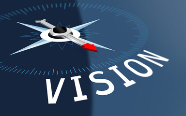 3D Compass Needle Points Vision Text