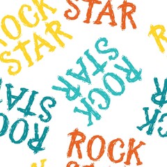 Cute rock graffiti lettering seamless pattern. Hand drawn colorful doodle cartoon letters. Ideal for baby clothes, textiles, wallpaper, wrapping paper.
