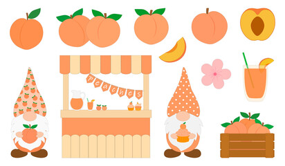 Set Gnomes peach vector illustration