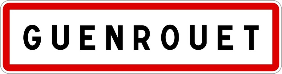 Fototapeta na wymiar Panneau entrée ville agglomération Guenrouet / Town entrance sign Guenrouet