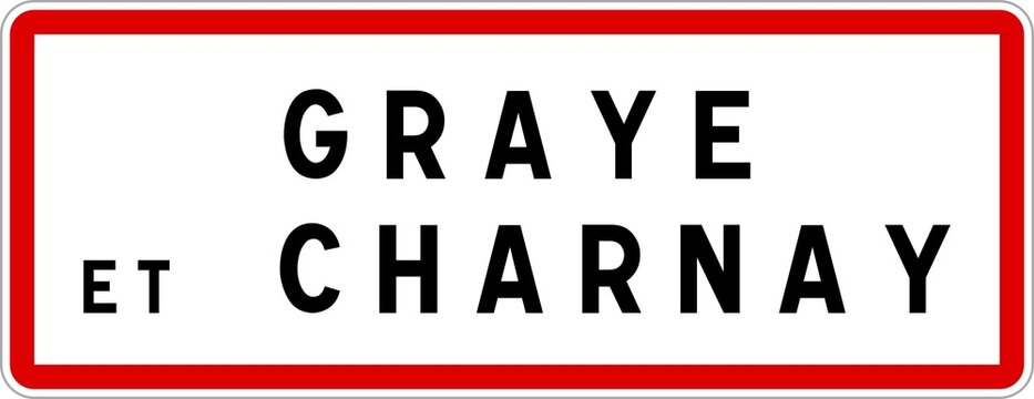 Panneau entr&eacute;e ville agglom&eacute;ration Graye-et-Charnay / Town entrance sign Graye-et-Charnay