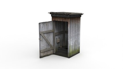 Old village toilet render. 3D rendering