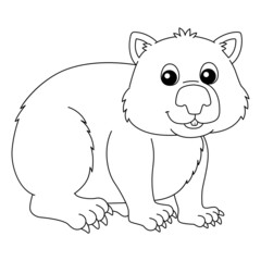 Wombat Animal Coloring Page Isolated for Kids