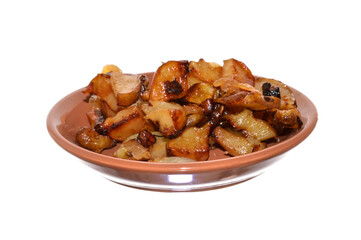 fried Jerusalem artichoke isolated on white background