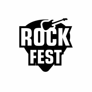 Logo design vector for rock music festival. guitar musical instrument