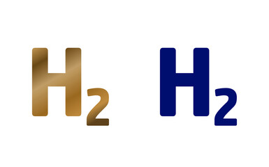 Hydrogen H2 symbol golden coin 3d illustration