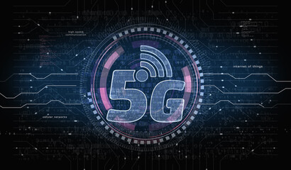 5G high-speed mobile phone network symbol digital concept 3d illustration