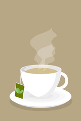 porcelain cup with tea hot drink tonic vector illustration