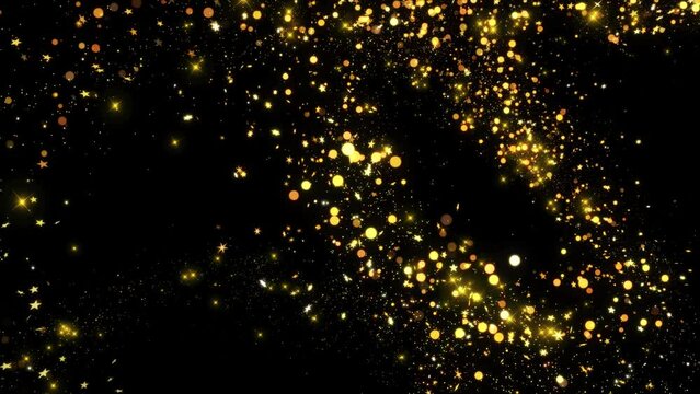 4K 3D Golden glitter sparkling Magic lights. sparkle on black background Green Screen. Intro animation Birthday, Anniversary, new year, event, Christmas, Festival, Diwali, logo reveals trail.