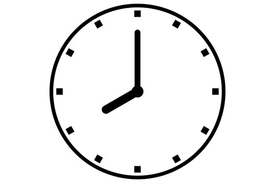 Black clock icon isolated on white background