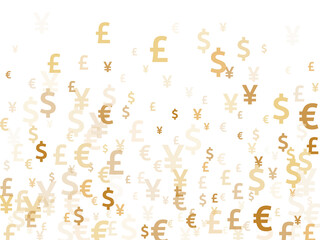 Euro dollar pound yen gold symbols flying money vector background. Financial concept. Currency