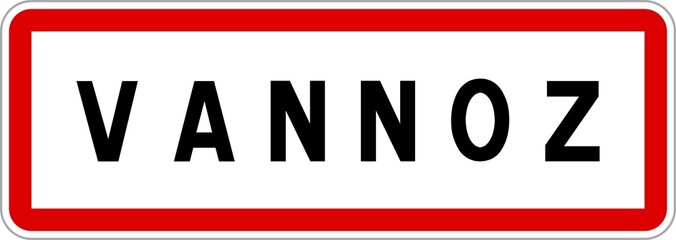 Obraz premium Panneau entrée ville agglomération Vannoz / Town entrance sign Vannoz
