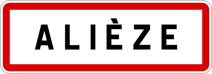 Panneau entrée ville agglomération Alièze / Town entrance sign Alièze