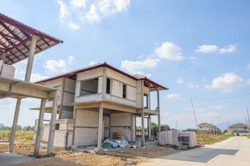 construction residential new house in progress at building site housing estate development