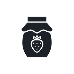 Strawberry jam icon. Jar of jam isolated vector silhouettes. Sweet desserts