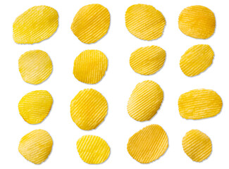 potato chips isolated on white background