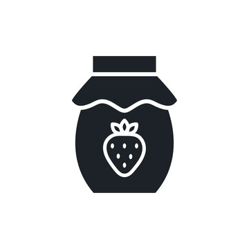recommend clip art: Strawberry jam icon. Jar of jam isolated vector silhouettes. Sweet desserts
