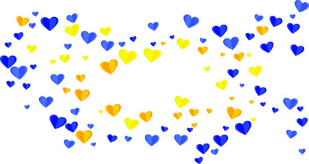 Support Ukraine social media post banner with blue yellow hearts Ukrainian flag colors. Social media publication post design. Blue yellow hearts of love and support for Ukraine.