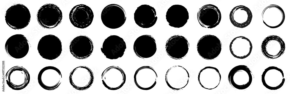Wall mural grunge round shapes. grunge banner collection. brush circle set. vector - Wall murals
