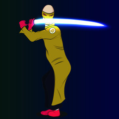 Lightsaber warrior of the future. Vector anime warrior..