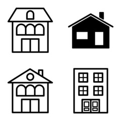 Houses Flat Icon Set Isolated On White Background