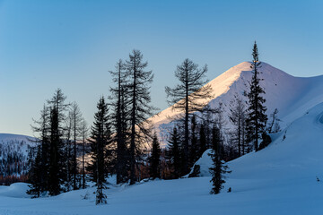 winter landscape in the mountains of the Circumpolar Urals