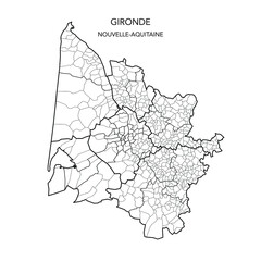 Vector Map of the Geopolitical Subdivisions of the Department of Gironde Including Arrondissements, Cantons and Municipalities as of 2022 - Nouvelle Aquitaine - France - obrazy, fototapety, plakaty