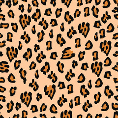 Realistic colourful leopard skin texture isolated on light background is in Seamless pattern - vector illustration