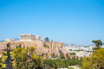 Naklejka premium Panoramic view of Athens and the Acropolis, Greece.