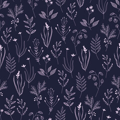 Fototapeta premium Seamless floral pattern on a dark background.
