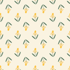 Flowers seamless pattern. Scandinavian style background. Vector illustration for fabric design, gift paper, baby clothes, textiles, cards.