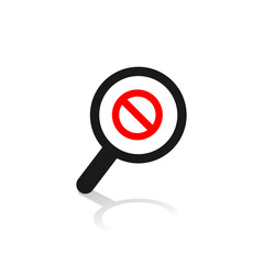 Magnifying glass prohibited icon. Vector illustration