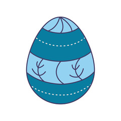 Vector illustration of cartoon blue Easter egg design in flat style on white background.