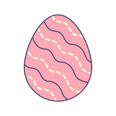 Vector illustration of cartoon pink Easter egg design in flat style on white background.