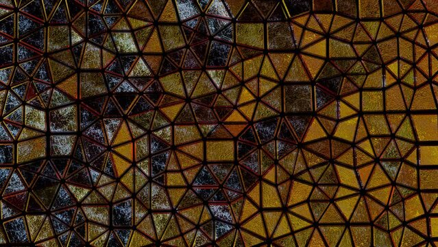 abstract background from metal three-dimensional triangular tiles. wave motion. looped animation. 3d render