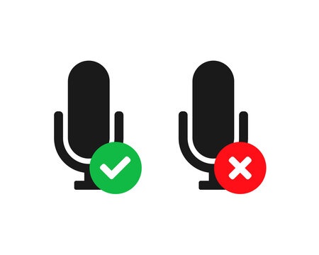 Microphone check mark icon. Vector illustration