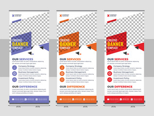 Corporate rollup banner design with simple shapes for minimalistic company promotion