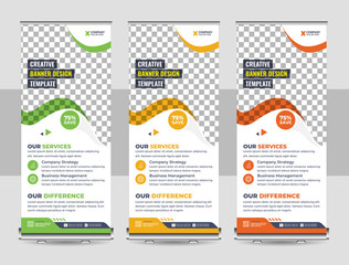 Corporate rollup banner, pull up, business flyer, display, x-banner, and flag-banner Set