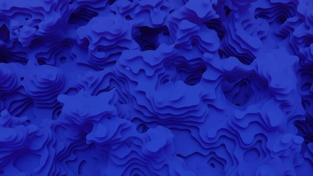 3D landscape layers. Design. Animation of moving layers of topographic surface. Multiple layers in topographic surface