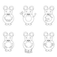 Vector illustration of black and white bunnies