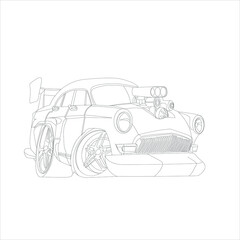 Modern Car vector , Illustration of a car Business car Luxury life Technology concept Car line art , coloring book page for kids and adults coloring book page for Sketch of Loading Shovel with Back 