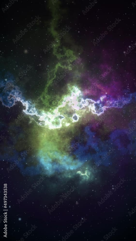 Wall mural magenta and green abstract fractal universe space looping background