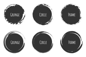 Circle brush stroke, hand drawn paint frame for design logo, banner, card.