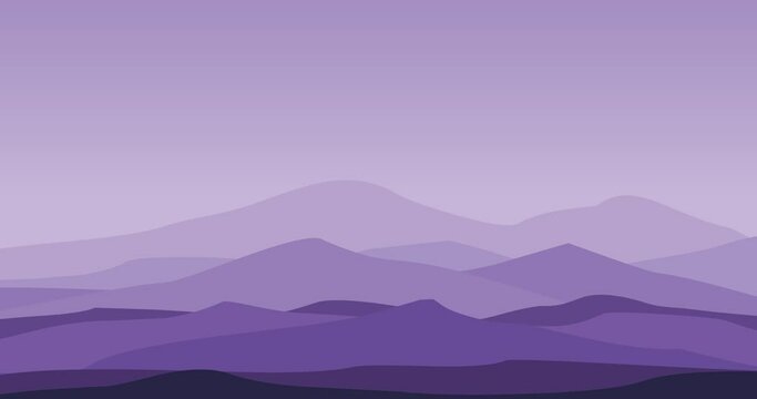 animated video of parallax mountains in purple abstract for background