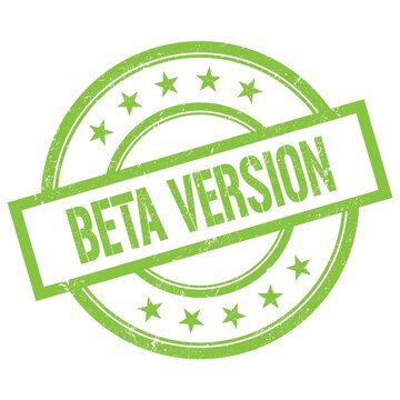BETA VERSION text written on green vintage stamp.