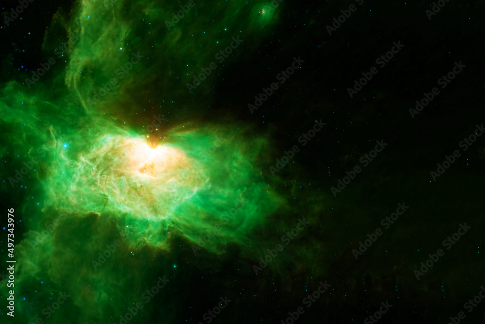 Wall mural green space nebula. elements of this image furnished by nasa