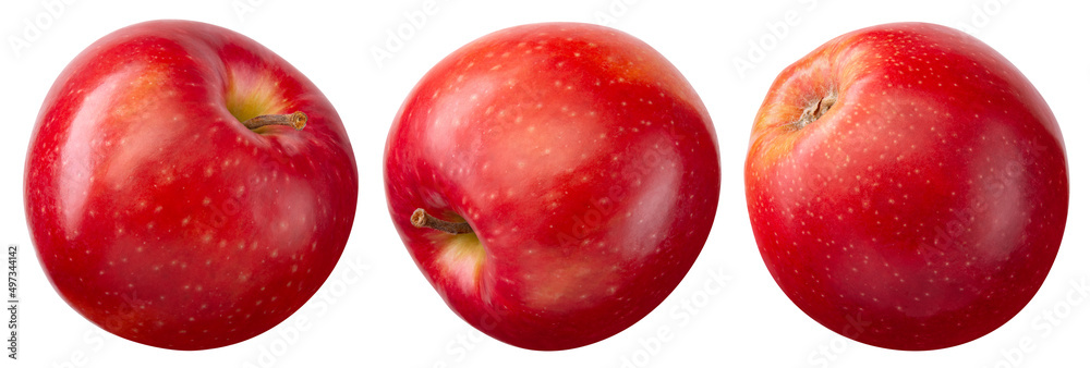 Wall mural Apple on white background. Red apple with yellow side isolated. Set of red appl with clipping path. Full depth of field. - Wall murals