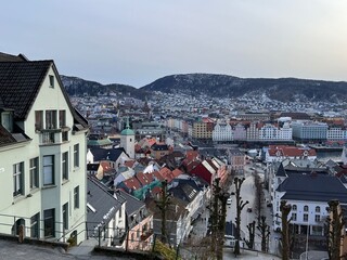 Fototapeta na wymiar View over Bergen Vetrlidallmenningen Bergen Norway