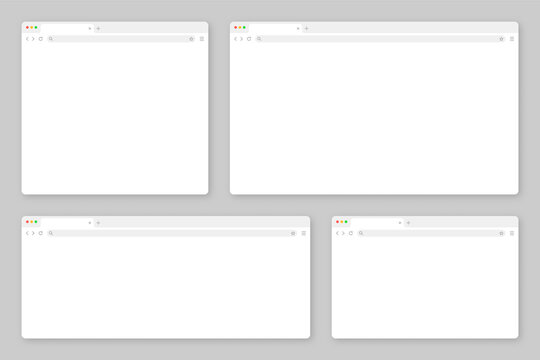 Blank web browser window with tab, toolbar and search field. Modern website, internet page in flat style. Browser mockup for computer, tablet and smartphone. Adaptive UI. Vector illustration