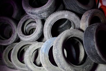 Kyiv, Ukraine September 14, 2021: barricade of car tires, revolution